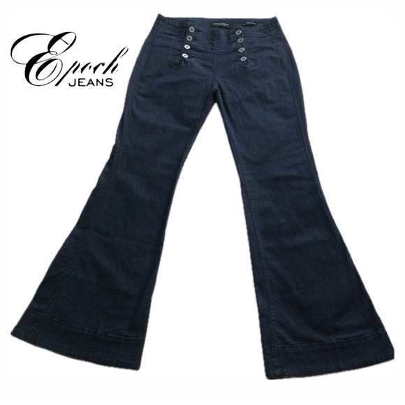 VINTAGE Epoch Jeans Chambray Denim Bell Flare Sailor Jeans. Sz. 11 - Picture 3 of 12